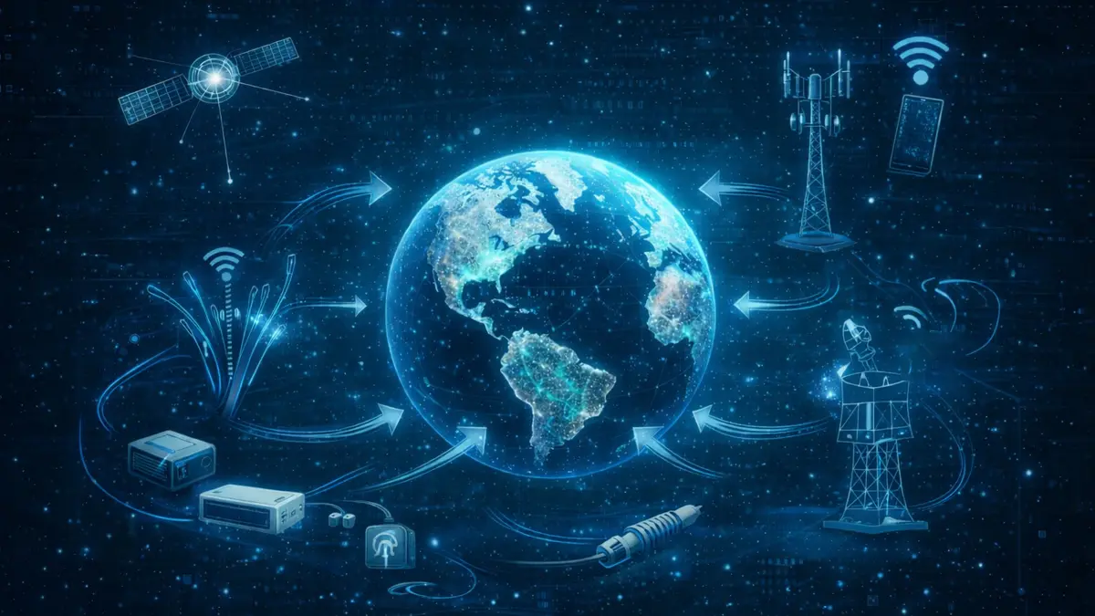 Diagram showing different types of broadband connections