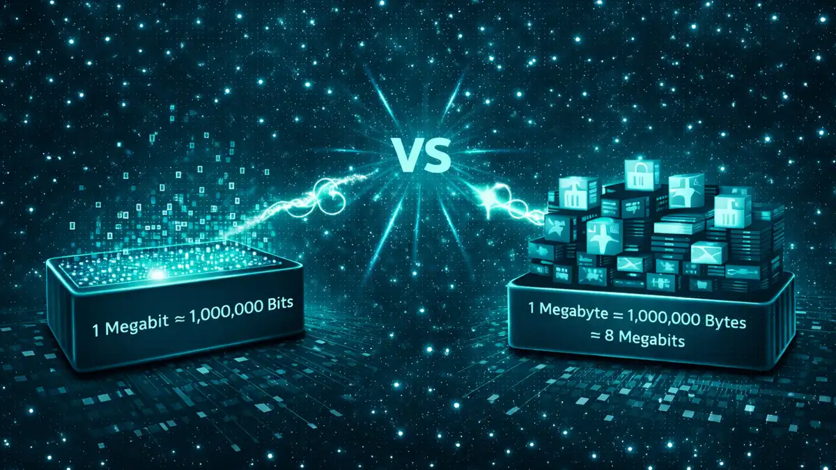 Visual comparison of Megabits vs Megabytes