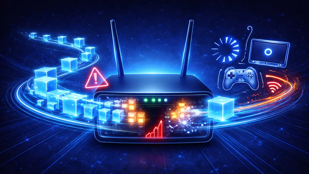 Diagram explaining how bufferbloat causes internet lag