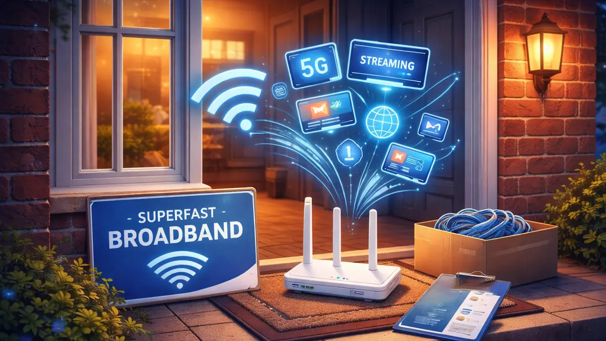 A person looking at a tablet during a doorstep broadband sale