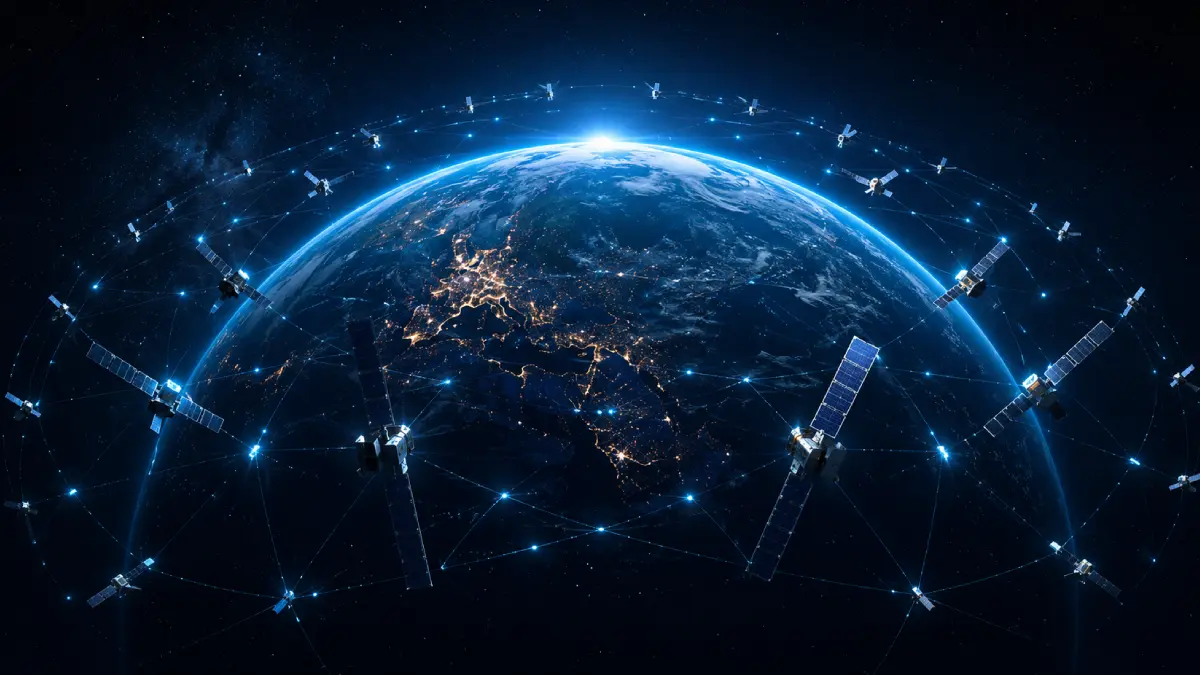 Starlink satellites surrounding Earth, illustrating the size of the satellite internet constellation